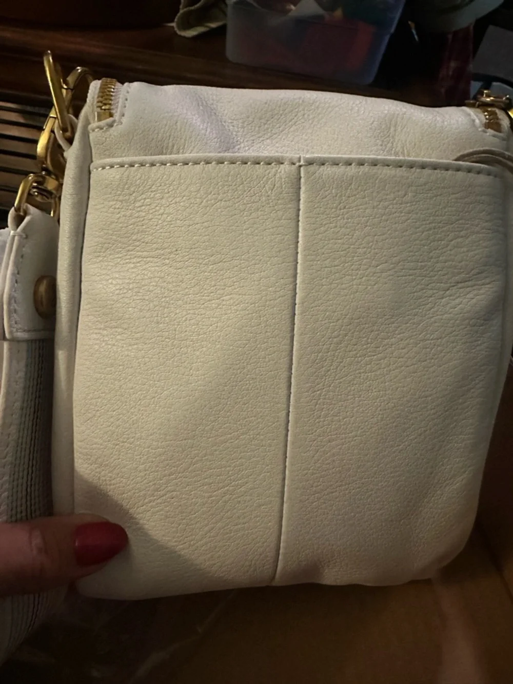 HOBO Cream Leather Small Flap Crossbody with Gold Hardware - Picture 3 of 6